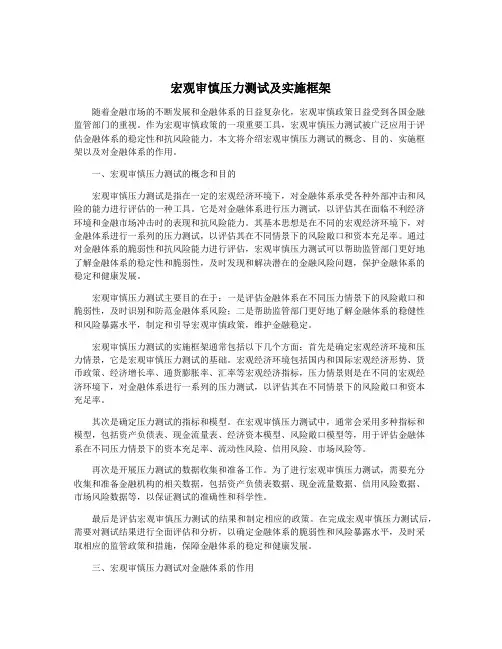 宏观审慎压力测试及实施框架