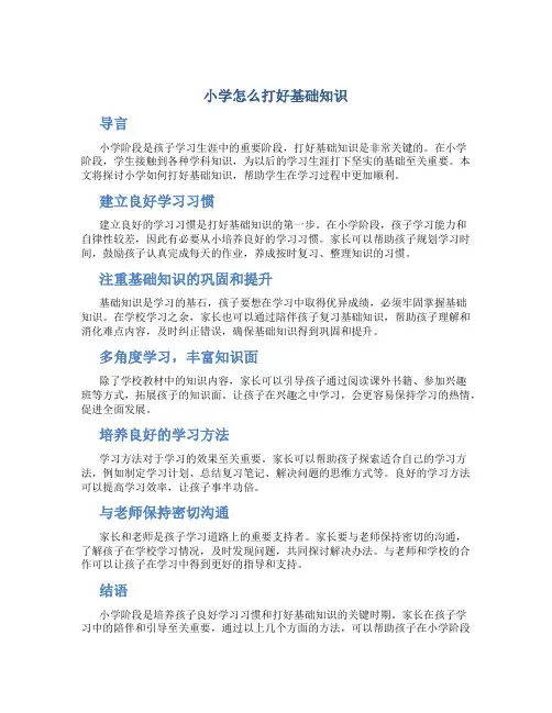 小学怎么打好基础知识