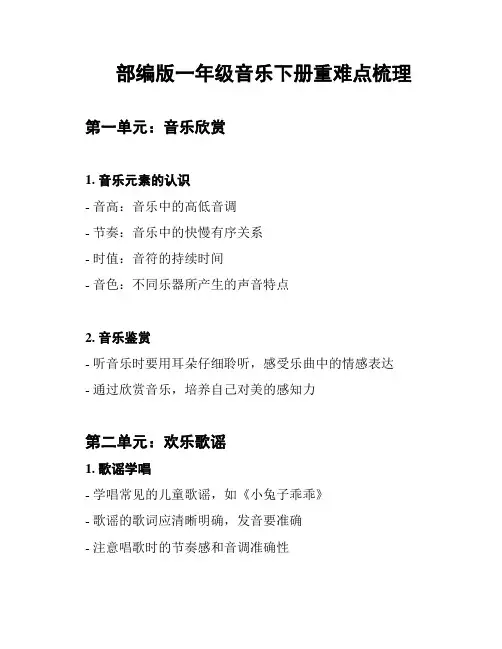 部编版一年级音乐下册重难点梳理