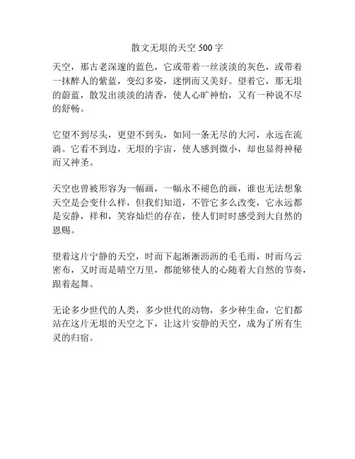 散文无垠的天空500字