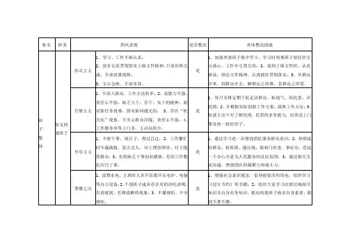 班子及成员整改台帐
