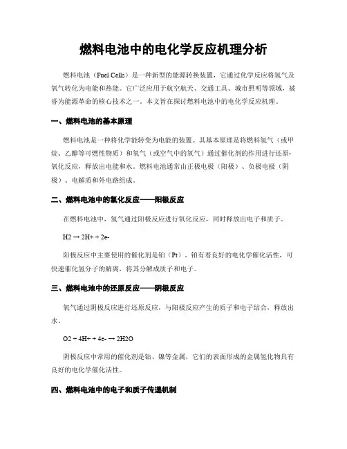 燃料电池中的电化学反应机理分析