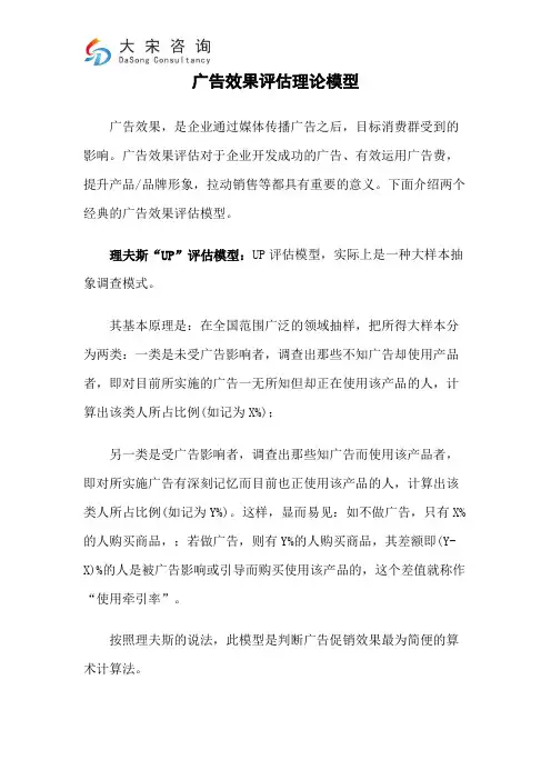 广告效果评估理论模型