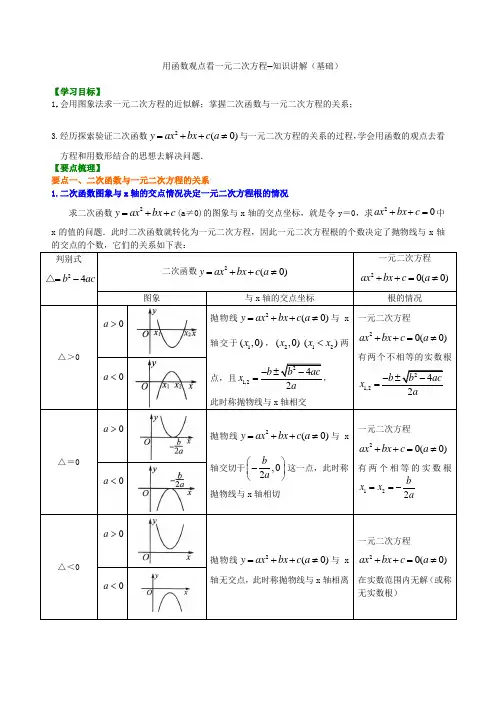 用函数观点看一元二次方程—知识讲解(基础)