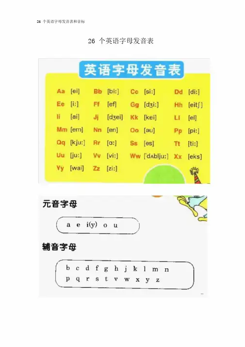 26个英语字母发音表及音标