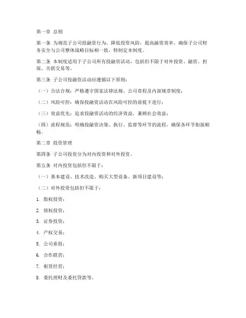 子公司投融资管理制度规范