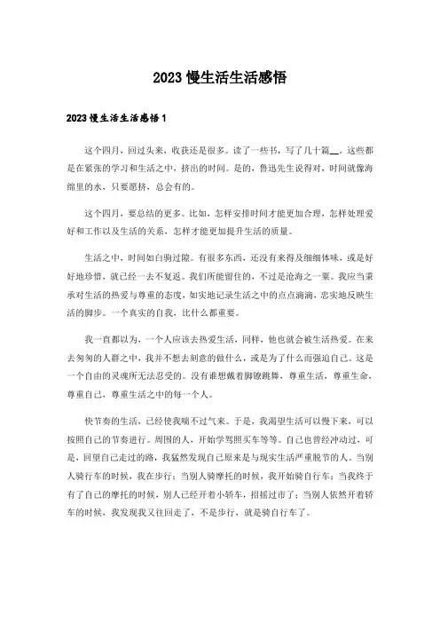 2023励志_慢生活生活感悟