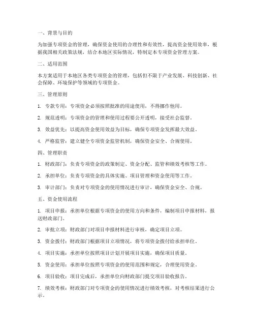 专项资金管理方案