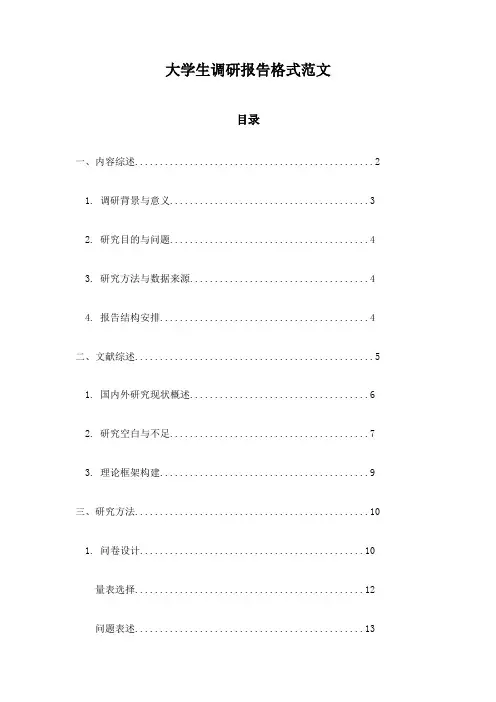 大学生调研报告格式范文