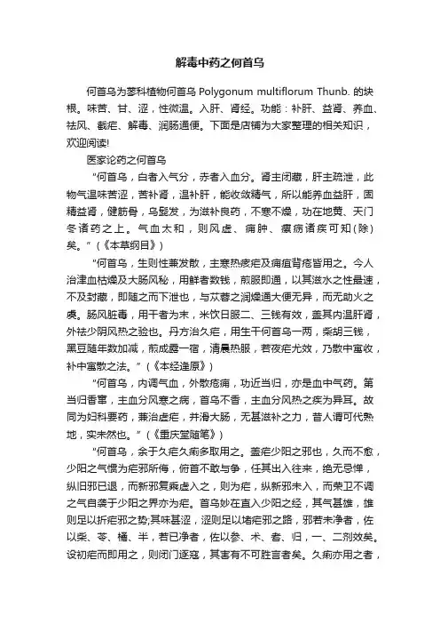 解毒中药之何首乌