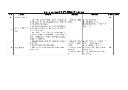 班组安全标准化管理自查表