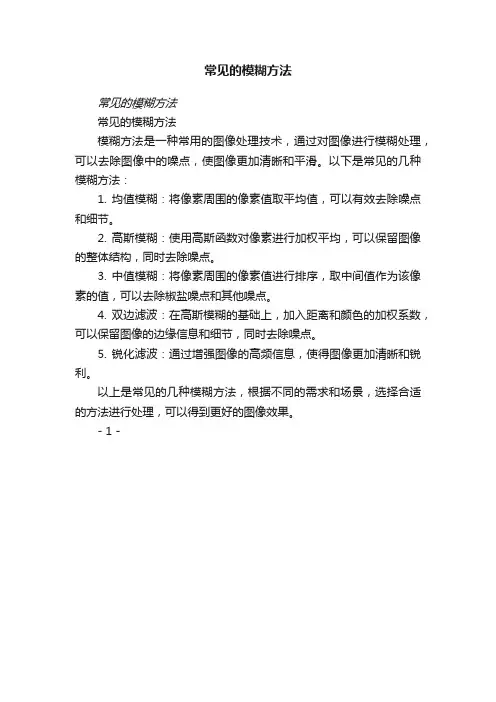 常见的模糊方法