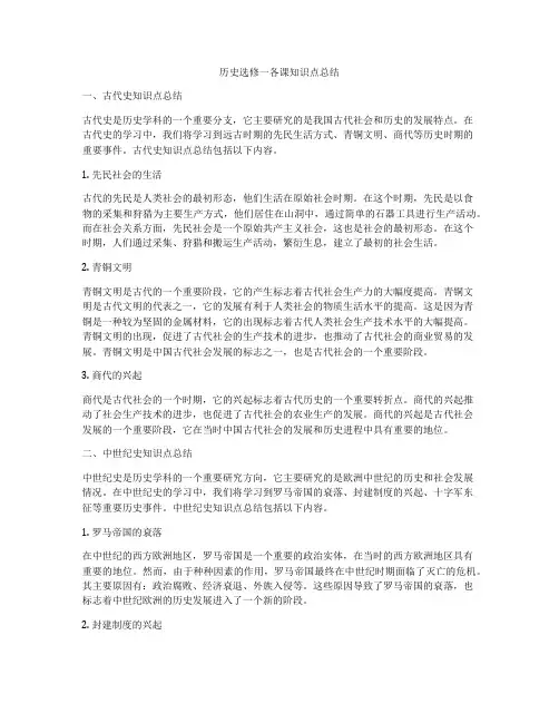 历史选修一各课知识点总结
