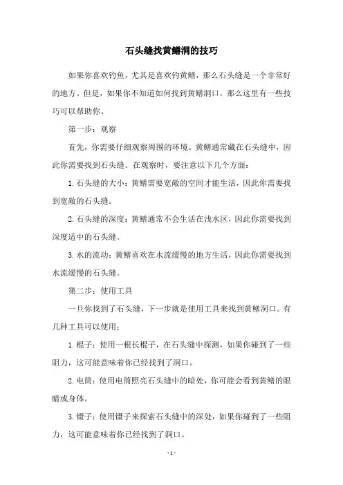 石头缝找黄鳝洞的技巧