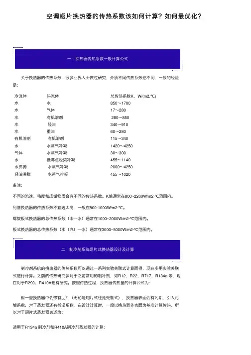 空调翅片换热器的传热系数该如何计算？如何最优化？