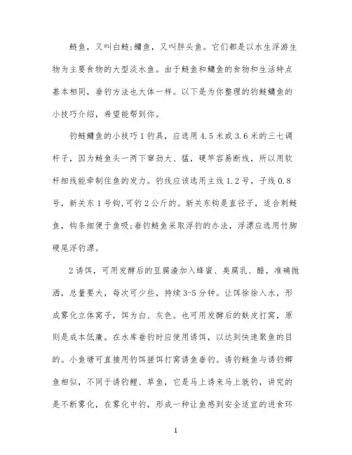 钓鲢鳙鱼的小技巧教学