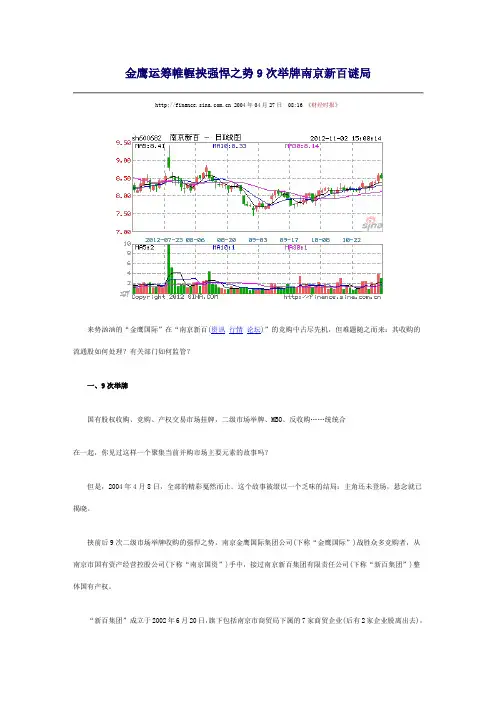 金鹰收购新百(经典案例)