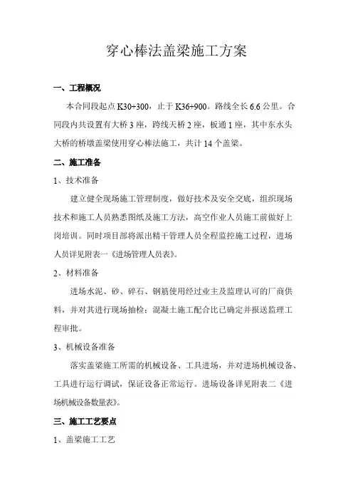 穿心棒法盖梁施工方案