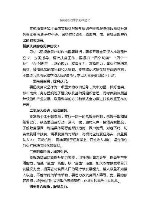 精准扶贫的意见和建议_意见_