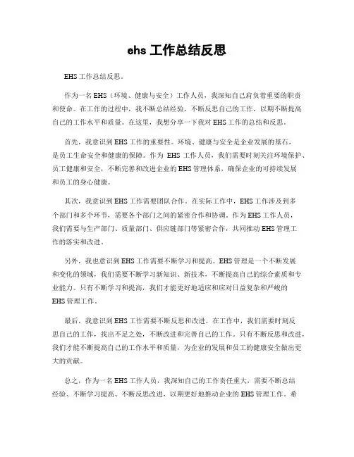 ehs工作总结反思