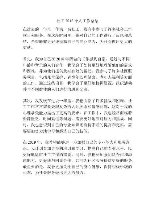 社工2018个人工作总结