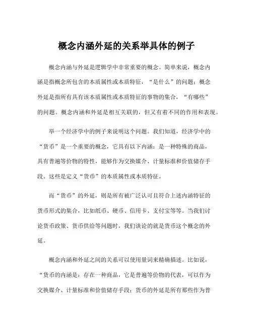 概念内涵外延的关系举具体的例子