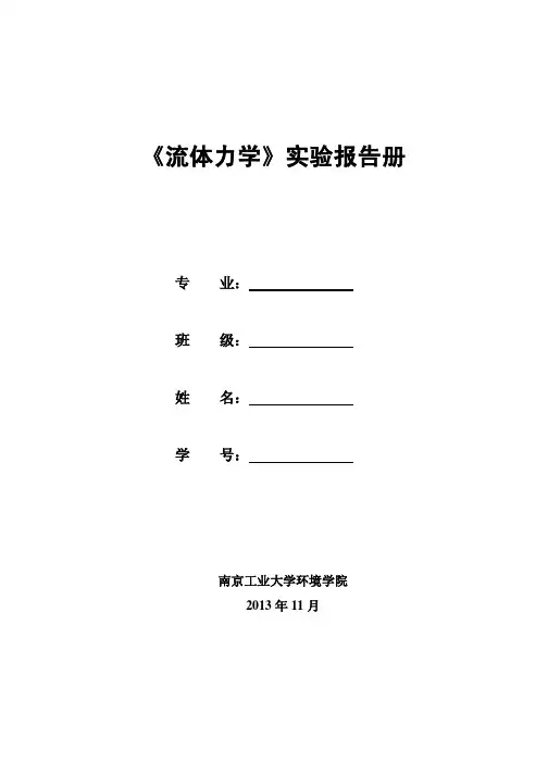 流体力学实验报告册