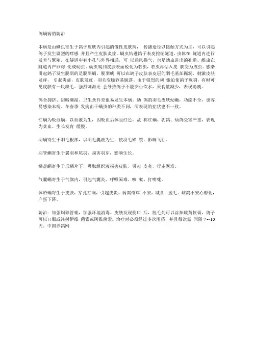 鸽螨病的防治