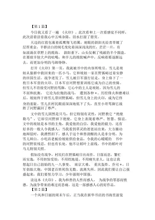 《火印》读后感范文600字