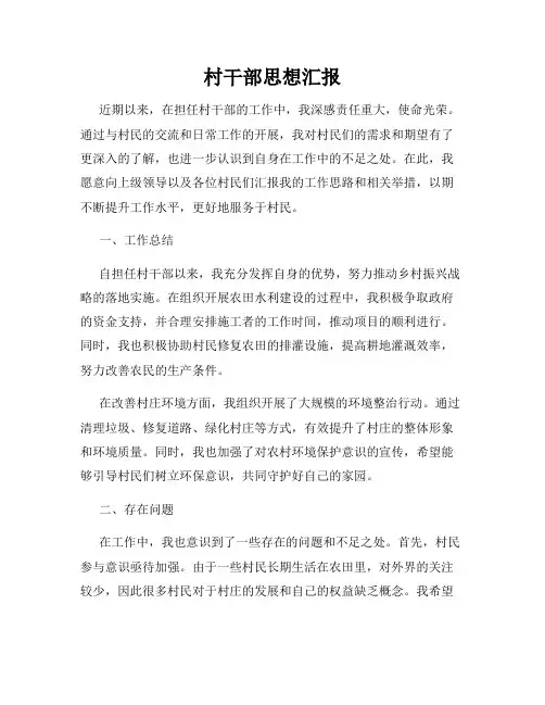 村干部思想汇报