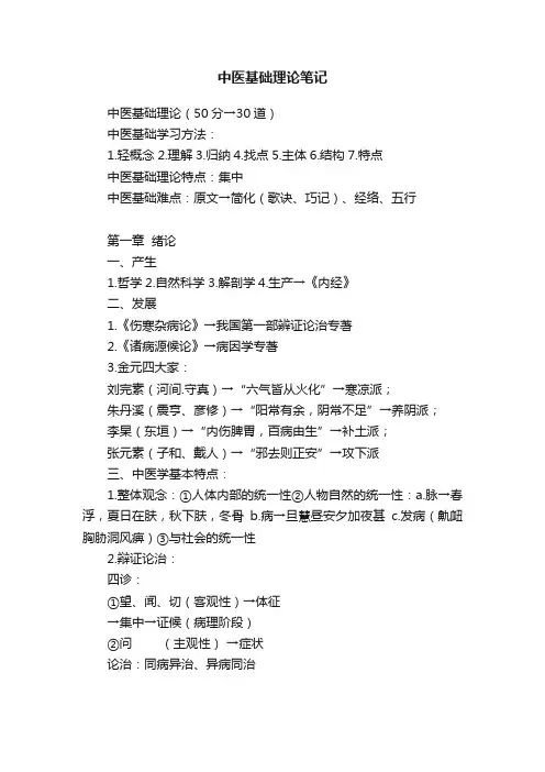 中医基础理论笔记