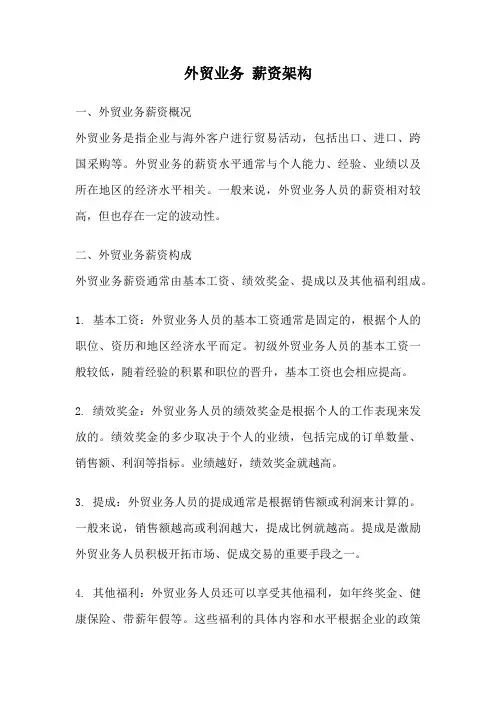外贸业务 薪资架构