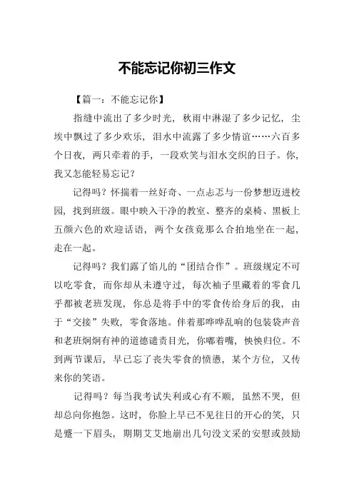 不能忘记你初三作文