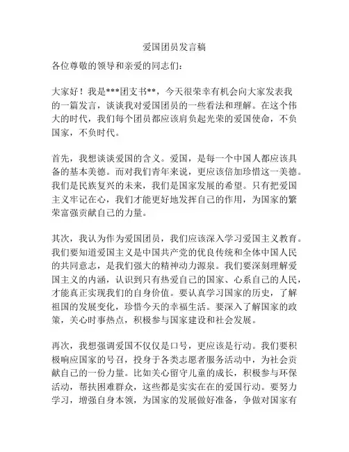 爱国团员发言稿
