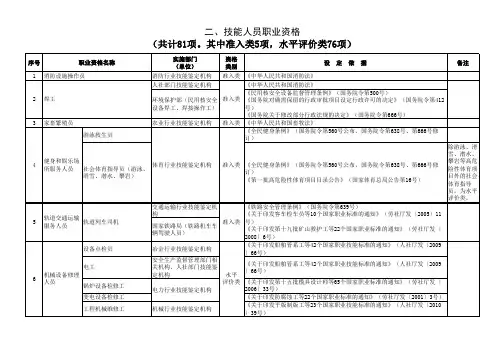 国家职业资格目录