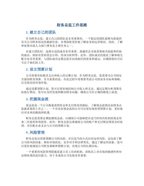 财务总监工作思路