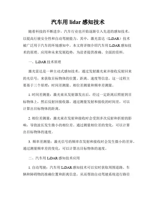 汽车用lidar感知技术