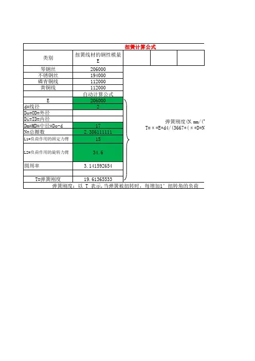 专业弹簧力自动计算公式