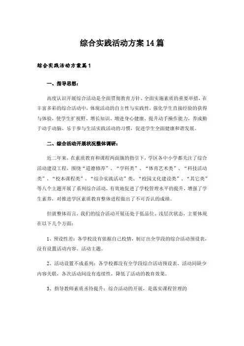 综合实践活动方案14篇