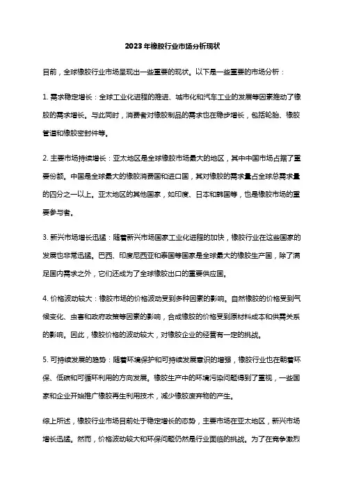 2023年橡胶行业市场分析现状