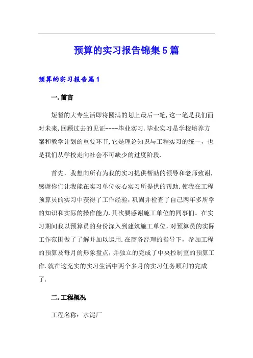 预算的实习报告锦集5篇