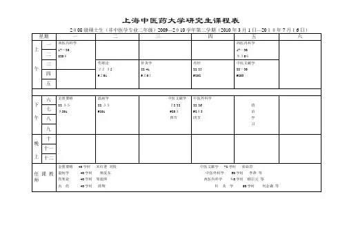 上海中医药大学研究生课程表