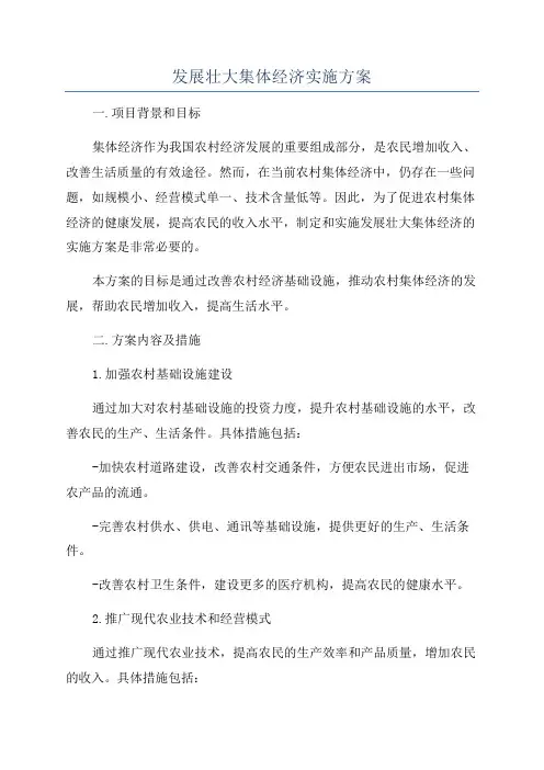 发展壮大集体经济实施方案