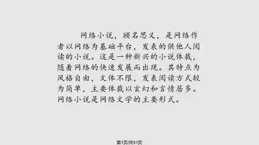 展示网络小说PPT课件