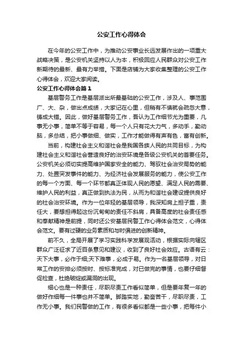 公安工作心得体会