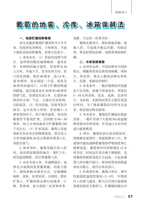 葡萄的地窖、冷库、冰箱保鲜法