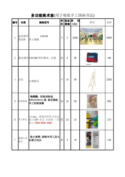小学美术室器材配备（全）