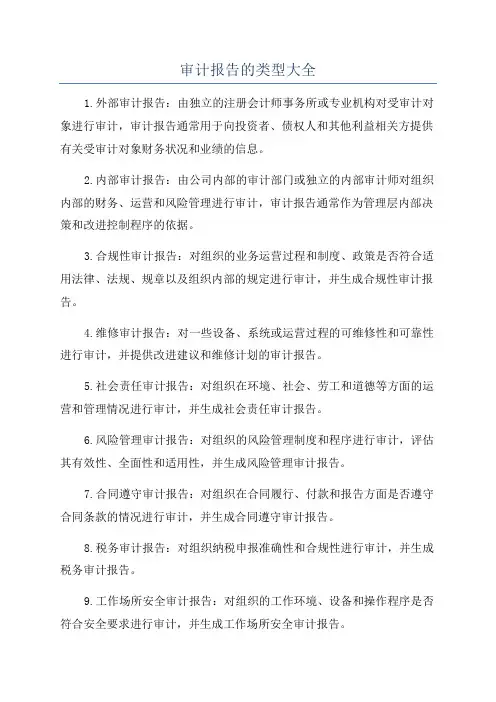 审计报告的类型大全