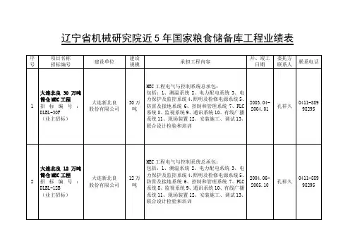 5年工程业绩表--最新