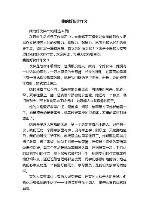 我的好伙伴作文（精选4篇）